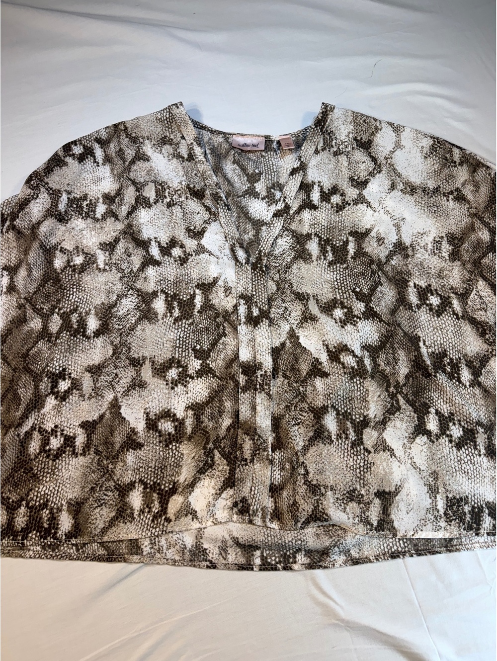 Willow & Root Brown Snake Print Blouse, Size Medium
